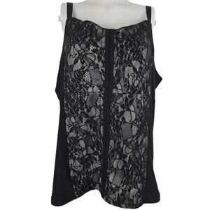 Avenue Studio Black Lace Overlay Women's Blouse Tank 22/24